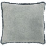 Surya Washed Cotton Velvet Slate Pillow Shell With Down Insert 18"H X 18"W