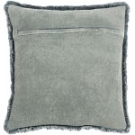 Surya Washed Cotton Velvet Slate Pillow Shell With Down Insert 18"H X 18"W