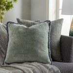 Surya Washed Cotton Velvet Slate Pillow Shell With Polyester Insert 18"H X 18"W