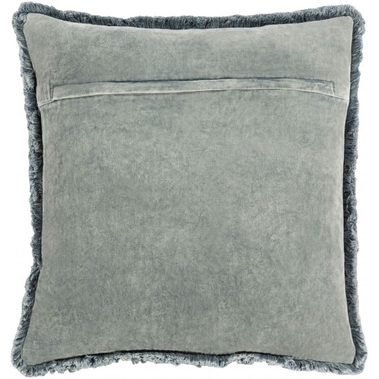 Surya Washed Cotton Velvet Slate Pillow Shell With Polyester Insert 22"H X 22"W