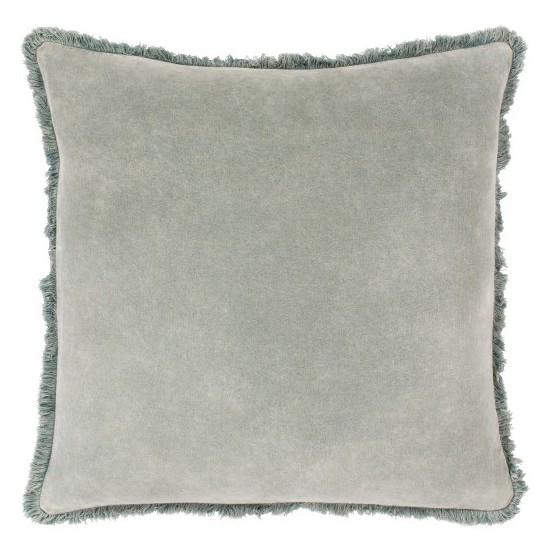 Surya Washed Cotton Velvet Sage Pillow Shell With Down Insert 18"H X 18"W