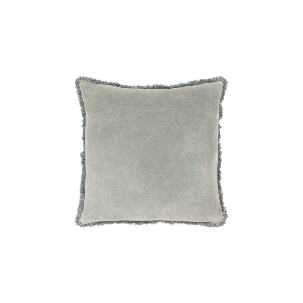 Surya Washed Cotton Velvet Sage Pillow Shell With Down Insert 18"H X 18"W