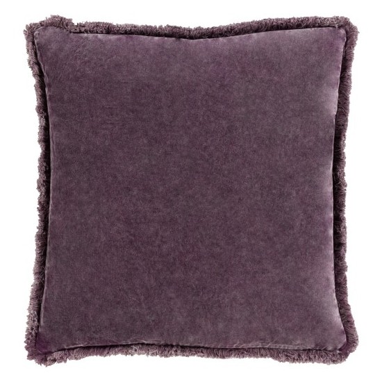 Surya Washed Cotton Velvet Lavender Pillow Shell With Down Insert 18"H X 18"W