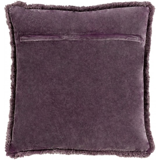 Surya Washed Cotton Velvet Lavender Pillow Shell With Down Insert 18"H X 18"W