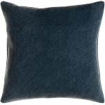 Surya Washed Stripe Navy Pillow Shell With Polyester Insert 18"H X 18"W