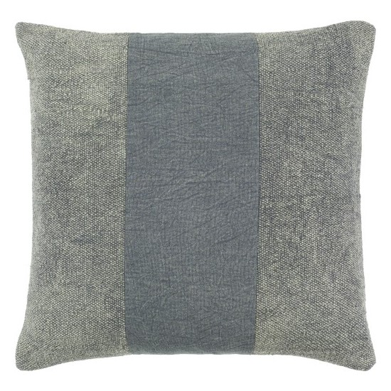 Surya Washed Stripe Gray Pillow Shell With Down Insert 18"H X 18"W