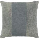 Surya Washed Stripe Gray Pillow Shell With Polyester Insert 18"H X 18"W