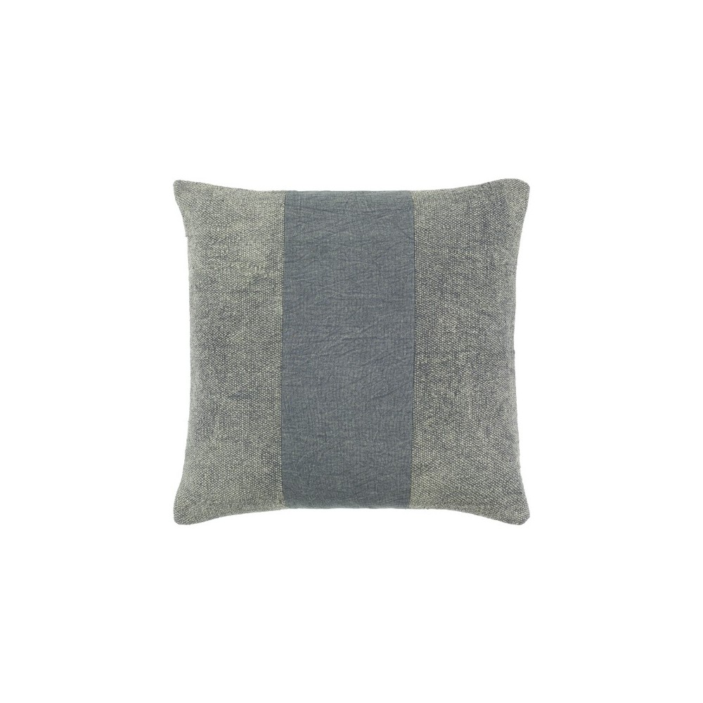 Surya Washed Stripe Gray Pillow Shell With Polyester Insert 18"H X 18"W