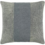 Surya Washed Stripe Gray Pillow Shell With Down Insert 20"H X 20"W