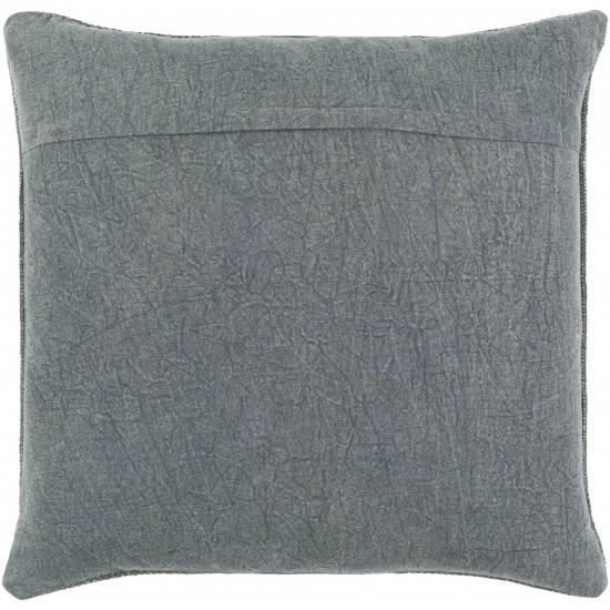 Surya Washed Stripe Gray Pillow Shell With Polyester Insert 20"H X 20"W