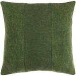 Surya Washed Stripe Medium Green Pillow Shell With Down Insert 18"H X 18"W