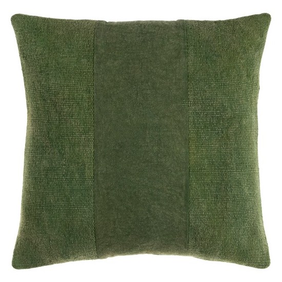 Surya Washed Stripe Medium Green Pillow Shell With Down Insert 18"H X 18"W