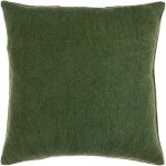 Surya Washed Stripe Medium Green Pillow Shell With Down Insert 18"H X 18"W