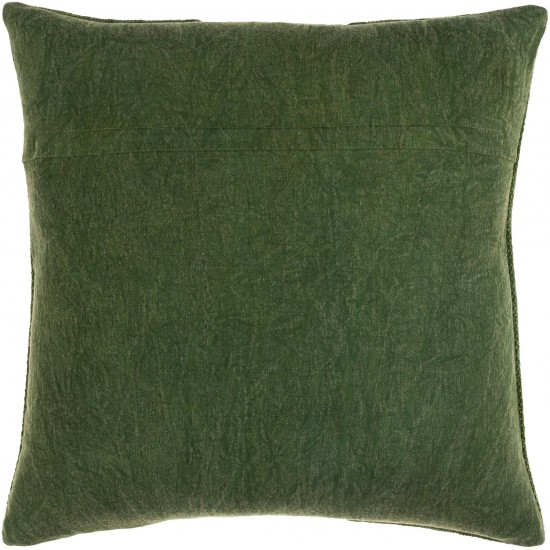 Surya Washed Stripe Medium Green Pillow Shell With Down Insert 18"H X 18"W