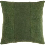 Surya Washed Stripe Medium Green Pillow Shell With Polyester Insert 20"H X 20"W