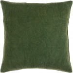 Surya Washed Stripe Medium Green Pillow Shell With Polyester Insert 20"H X 20"W