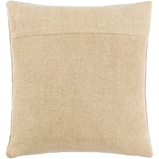 Surya Washed Stripe Light Beige Pillow Shell With Polyester Insert 18"H X 18"W