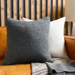 Surya Washed Texture Charcoal Pillow Shell With Down Insert 18"H X 18"W