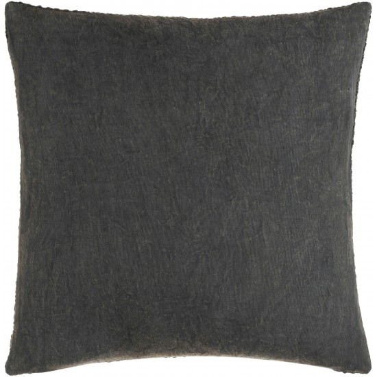 Surya Washed Texture Charcoal Pillow Shell With Polyester Insert 20"H X 20"W