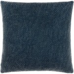 Surya Washed Texture Deep Teal Pillow Shell With Down Insert 18"H X 18"W