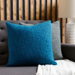 Surya Washed Texture Deep Teal Pillow Shell With Down Insert 18"H X 18"W