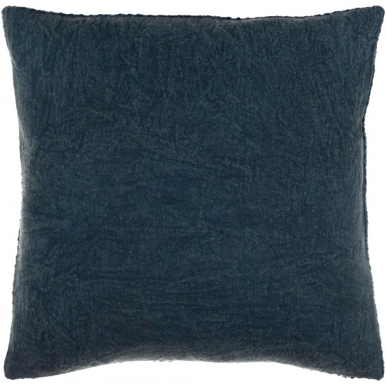 Surya Washed Texture Deep Teal Pillow Shell With Down Insert 18"H X 18"W