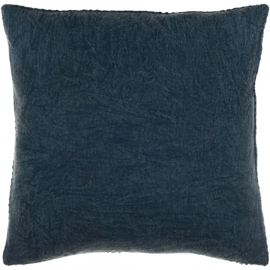 Surya Washed Texture Deep Teal Pillow Shell With Down Insert 20"H X 20"W