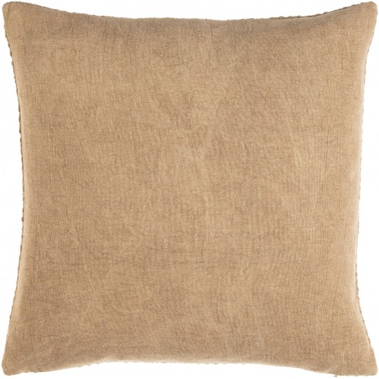 Surya Washed Texture Beige Pillow Shell With Down Insert 18"H X 18"W