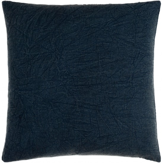 Surya Washed Waffle Navy Pillow Shell With Down Insert 18"H X 18"W