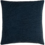 Surya Washed Waffle Navy Pillow Shell With Polyester Insert 20"H X 20"W