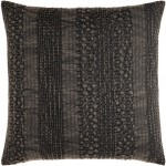 Surya Washed Waffle Charcoal Pillow Shell With Down Insert 18"H X 18"W