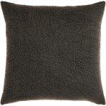 Surya Washed Waffle Charcoal Pillow Shell With Down Insert 18"H X 18"W