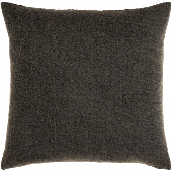 Surya Washed Waffle Charcoal Pillow Shell With Polyester Insert 18"H X 18"W