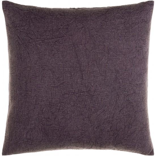 Surya Washed Waffle Medium Purple Pillow Shell With Down Insert 18"H X 18"W