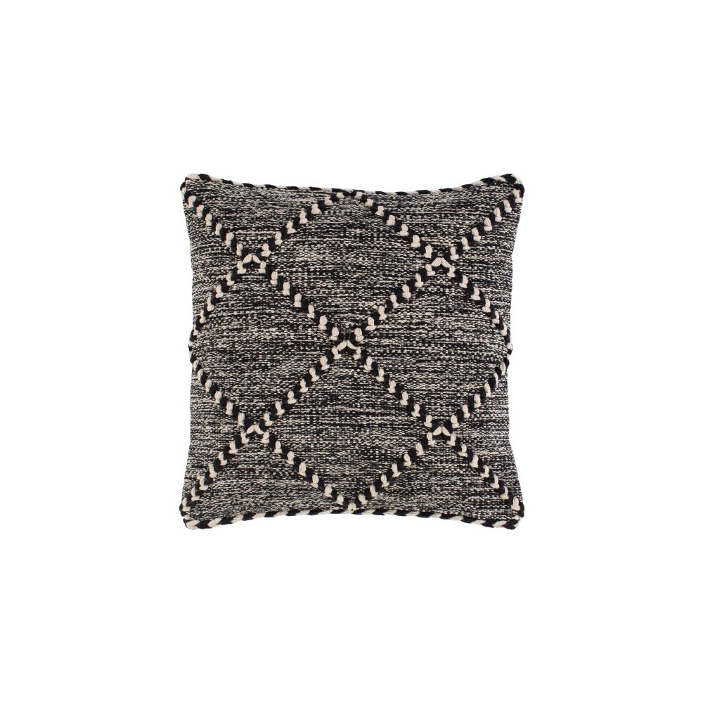 Surya Zanafi Black Pillow Shell With Down Insert 20"H X 20"W Surya Zanafi Black Pillow Shell With Down Insert 20"H X 20"W