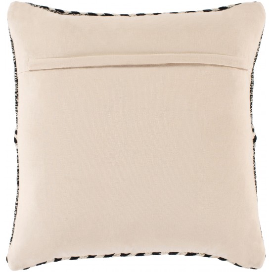 Surya Zanafi Black Pillow Shell With Down Insert 20"H X 20"W