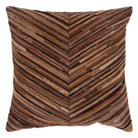 Surya Zander Caramel Pillow Shell With Down Insert 20"H X 20"W