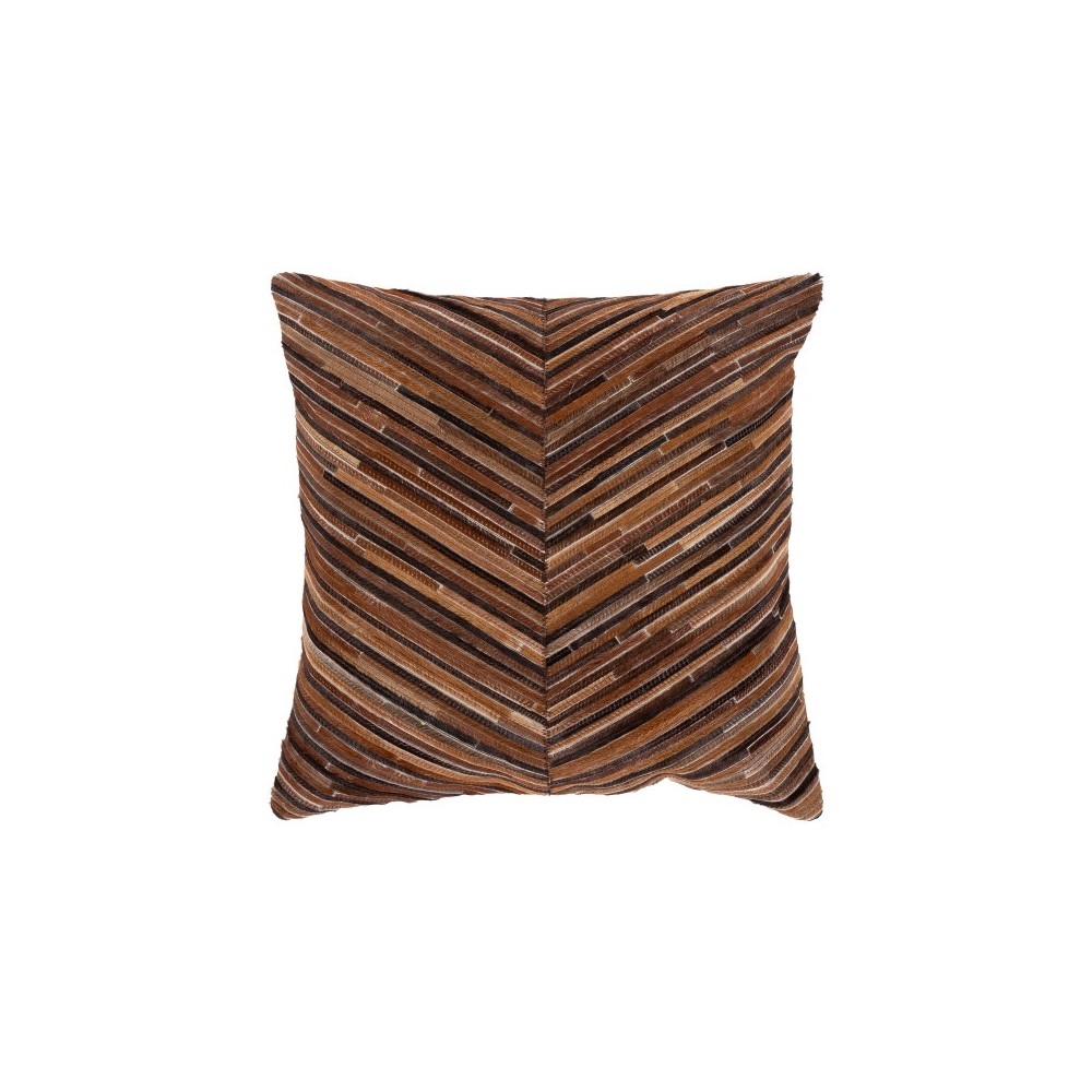 Surya Zander Caramel Pillow Shell With Down Insert 20"H X 20"W