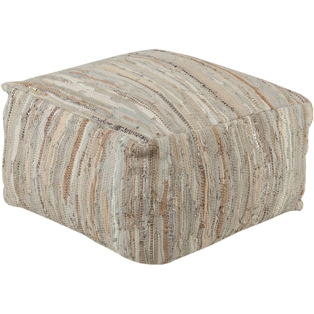 Surya Anthracite Cream Pouf 13"H X 24"W X 24"D