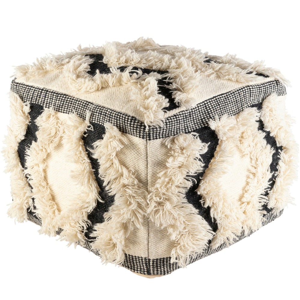 Surya Apache Pouf 20"H X 20"W X 14"D Cream