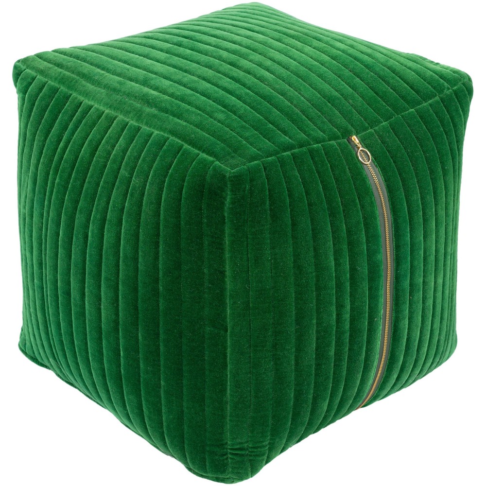 Surya Arianna Grass Green Pouf 16"H X 16"W X 16"D