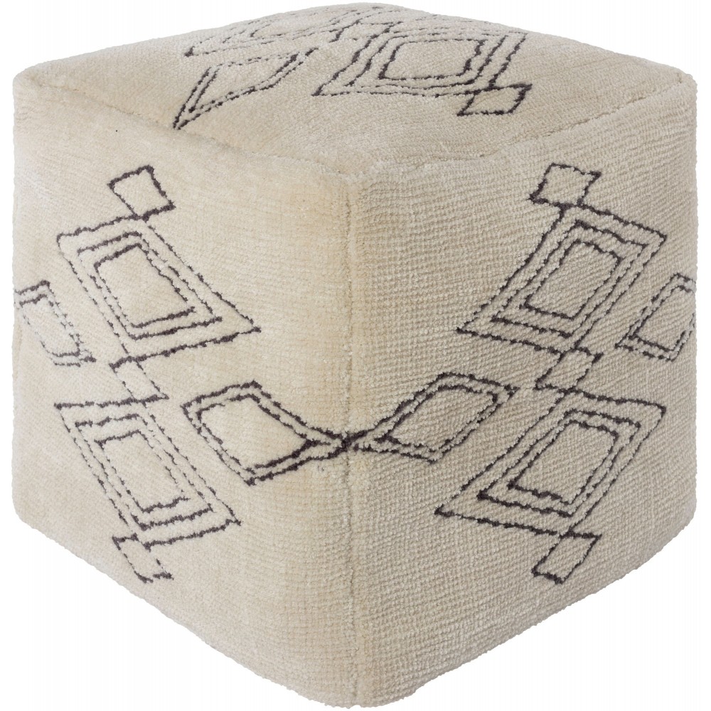 Surya Braith Cream Pouf 18"H X 18"W X 18"D