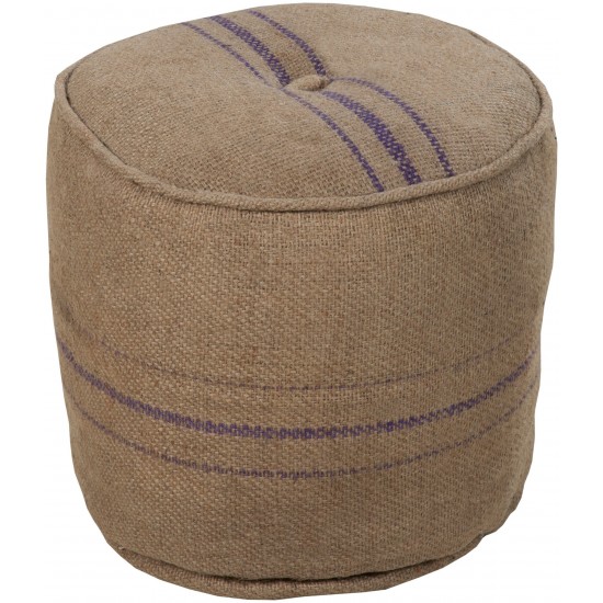 Surya Burlap Tan Pouf 17"H X 18"W X 18"D