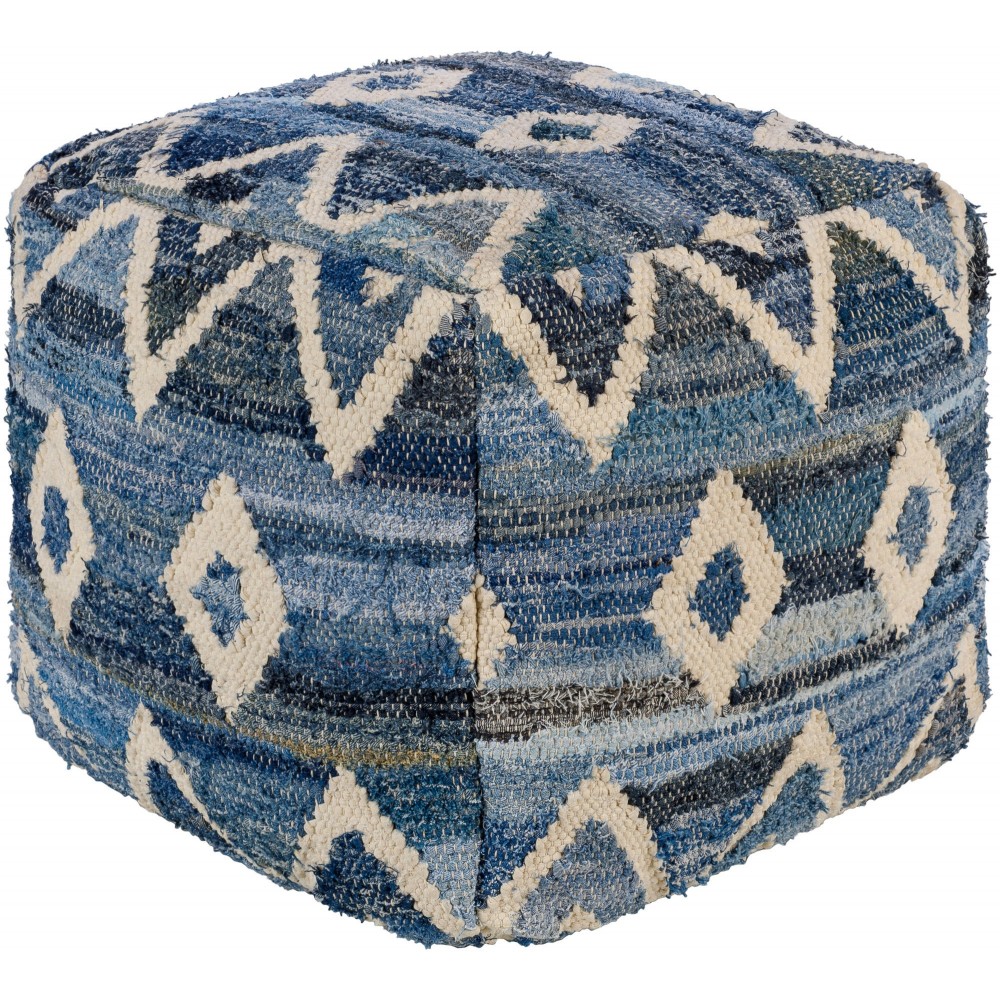 Surya Comporta Navy Pouf 17"H X 17"W X 17"D