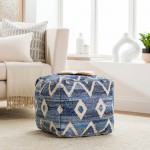 Surya Comporta Navy Pouf 17"H X 17"W X 17"D