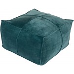 Surya Cotton Velvet Deep Teal Pouf 13"H X 24"W X 24"D