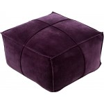 Surya Cotton Velvet Dark Plum Pouf 13"H X 24"W X 24"D