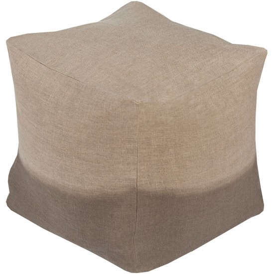 Surya Dip Dyed Taupe Pouf 18"H X 18"W X 18"D