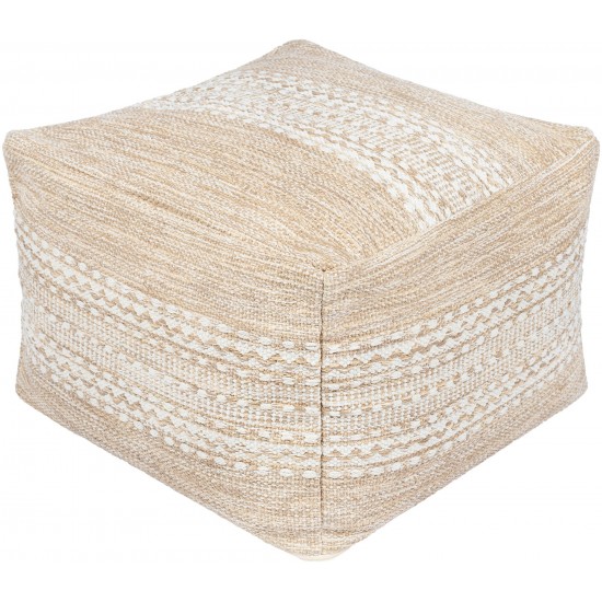 Surya Ethan Light Beige Pouf 14"H X 20"W X 20"D