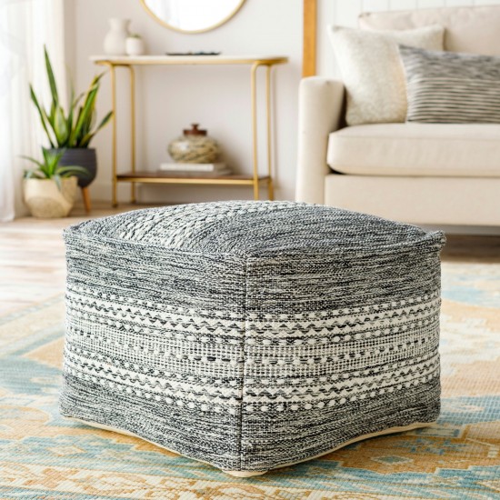 Surya Ethan Beige Pouf 14"H X 20"W X 20"D